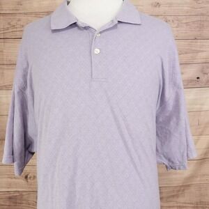 Van Heusen Studio Polo Shirt Mens 4XL Purple Argyle Knit Short Sleeve Casual